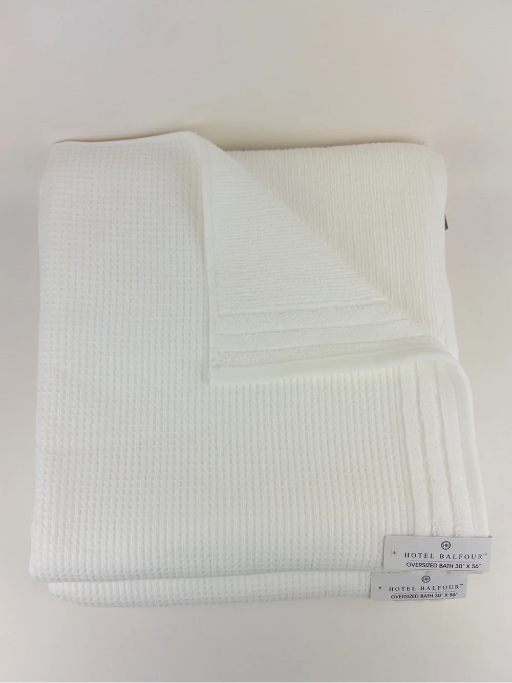 NWT 2Pc Hotel Balfour Waffle Bath Towels in Pure White Soft Cotton